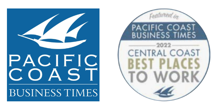Pacific coast business times logo. Featured in pacific coast business times 2022 central coast best places to work. The pad climbing