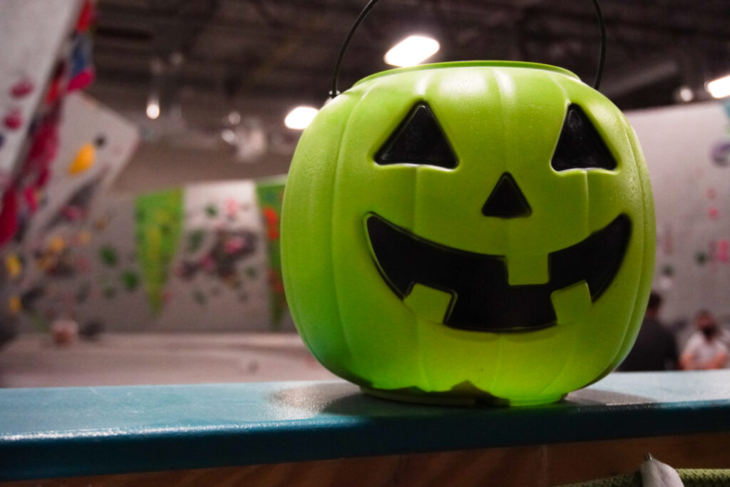 A green colored spooky Halloween pumpkin