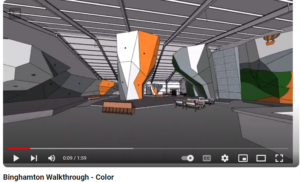 Screenshot of a video walkthrough of the Binghamton gym's design.