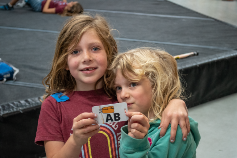 Summer Camp Kids and their autobelay tags