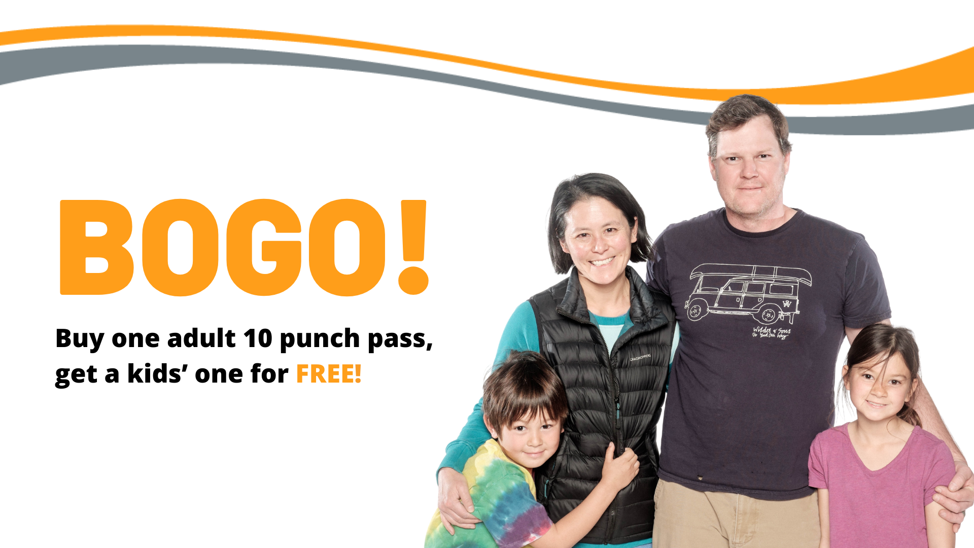 BOGO! Buy an adult 10 punch pass, get a kids pass for FREE!