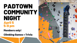 PAD TOWN COMMUNITY NIGHT, image of crate stacking against climbing walls